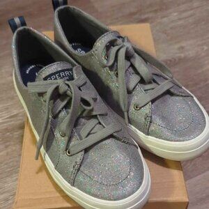Sperry crest vibe grey sparkle women's size 8 memory foam shoes